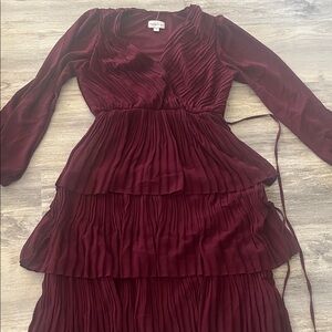 Elegant Burgundy Long Sleeve Dress